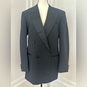 Yves Saint Laurent Black Wool Blazer/Tuxedo Jacket w/ Satin Lapels (Size 40R)